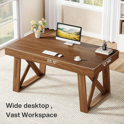 Retro Bureau – Werkplek Bureau – Computerbureau – Thuiswerkplek – Studiebureau – 139,7 cm Breed – Ingebouwde Lade