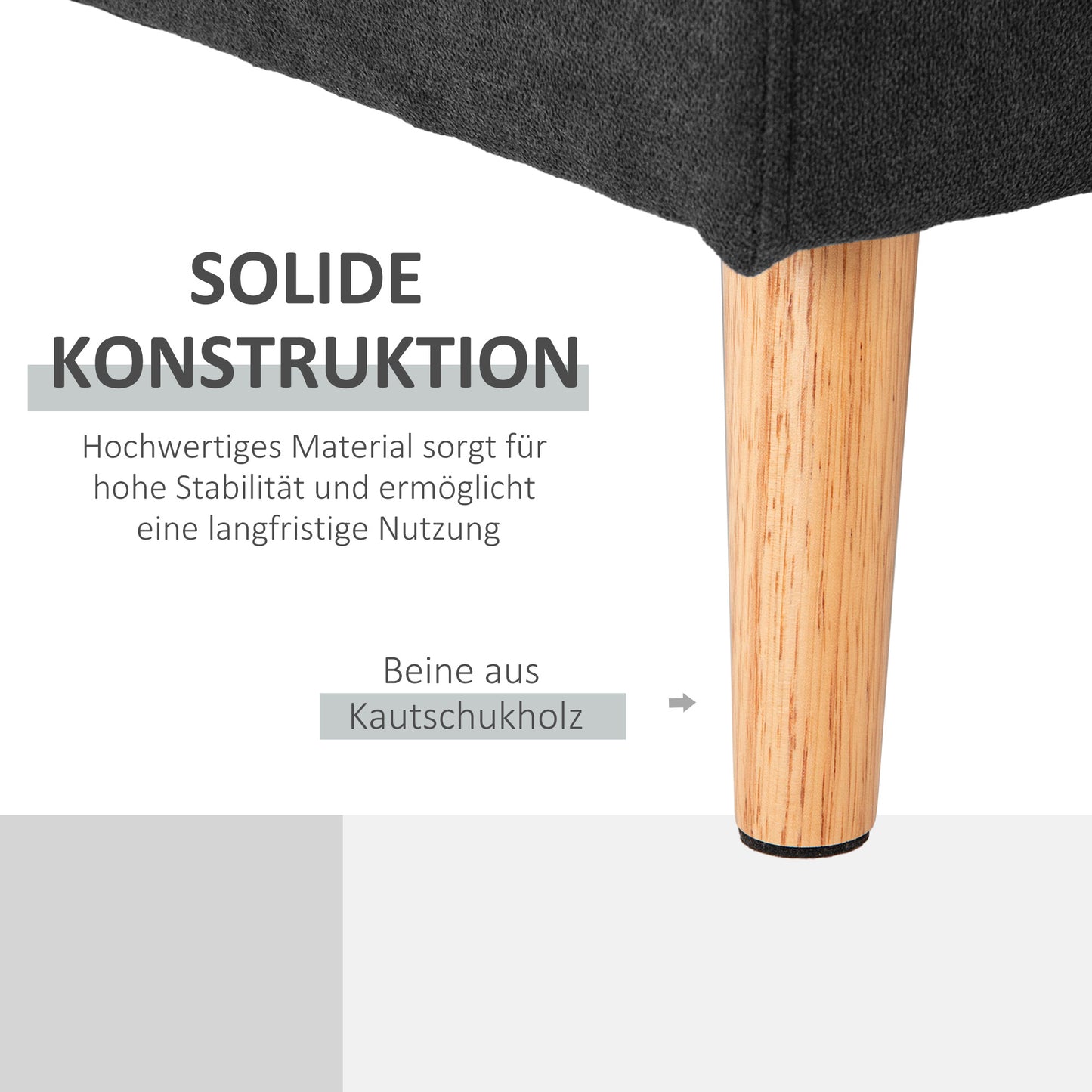 Hoekbank – 3-Zitsbank – Sofa – Loungebank – Chaise Longue – Zwart – Button Tufting – Compacte Afmetingen 193x136x85 CM