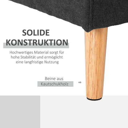 Hoekbank – 3-Zitsbank – Sofa – Loungebank – Chaise Longue – Zwart – Button Tufting – Compacte Afmetingen 193x136x85 CM