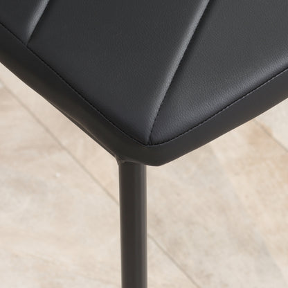 Eetkamerstoel – Keukenstoel – Stoel Met Hoge Rugleuning – Diningset Stoelen – Zwarte Stoelen – Gevuld Schuimzitvlak – Stalen Poten Met Anti-slip Pads