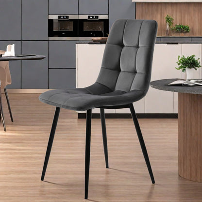 Eetkamerstoelen – Stoelenset – Velvet Stoelen – Zachte Stoelen – Metalen Stoelen – Donkergrijs – Set Van 4 – Geheugenfoam Zitting – Ergonomisch Design