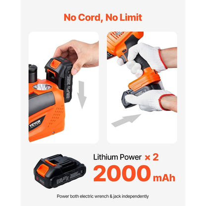 Elektrische Krik – Auto Krik – Bandenkrik – Hydraulische Krik – Draagbare Krik – Draadloos Met 5 Ton Hefkracht – 400 Nm Elektrische Moersleutel – Oranje Variant