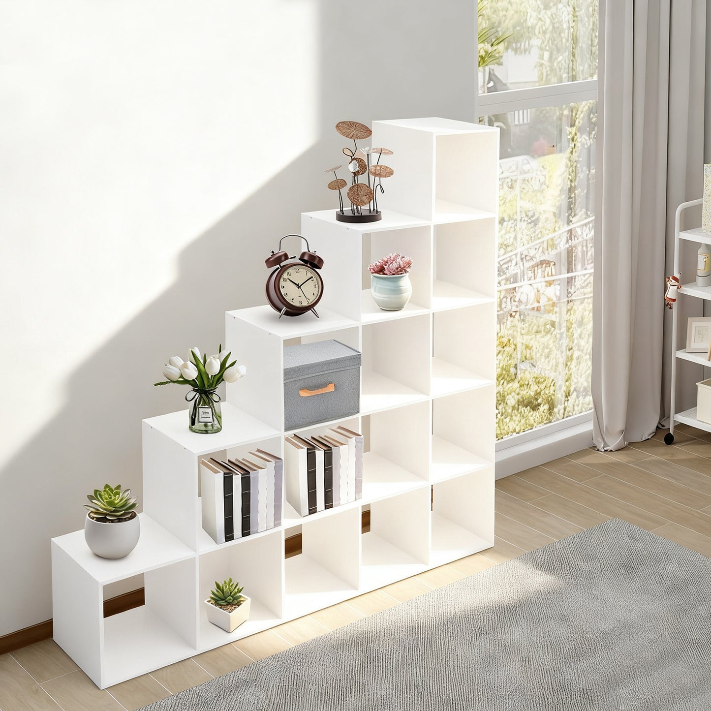 15-Cube L-Shaped Storage Bookcase | Plastic Freestanding Organizer for Home & Office, Contemporary Style by NaMaSyo, Corner Shelves