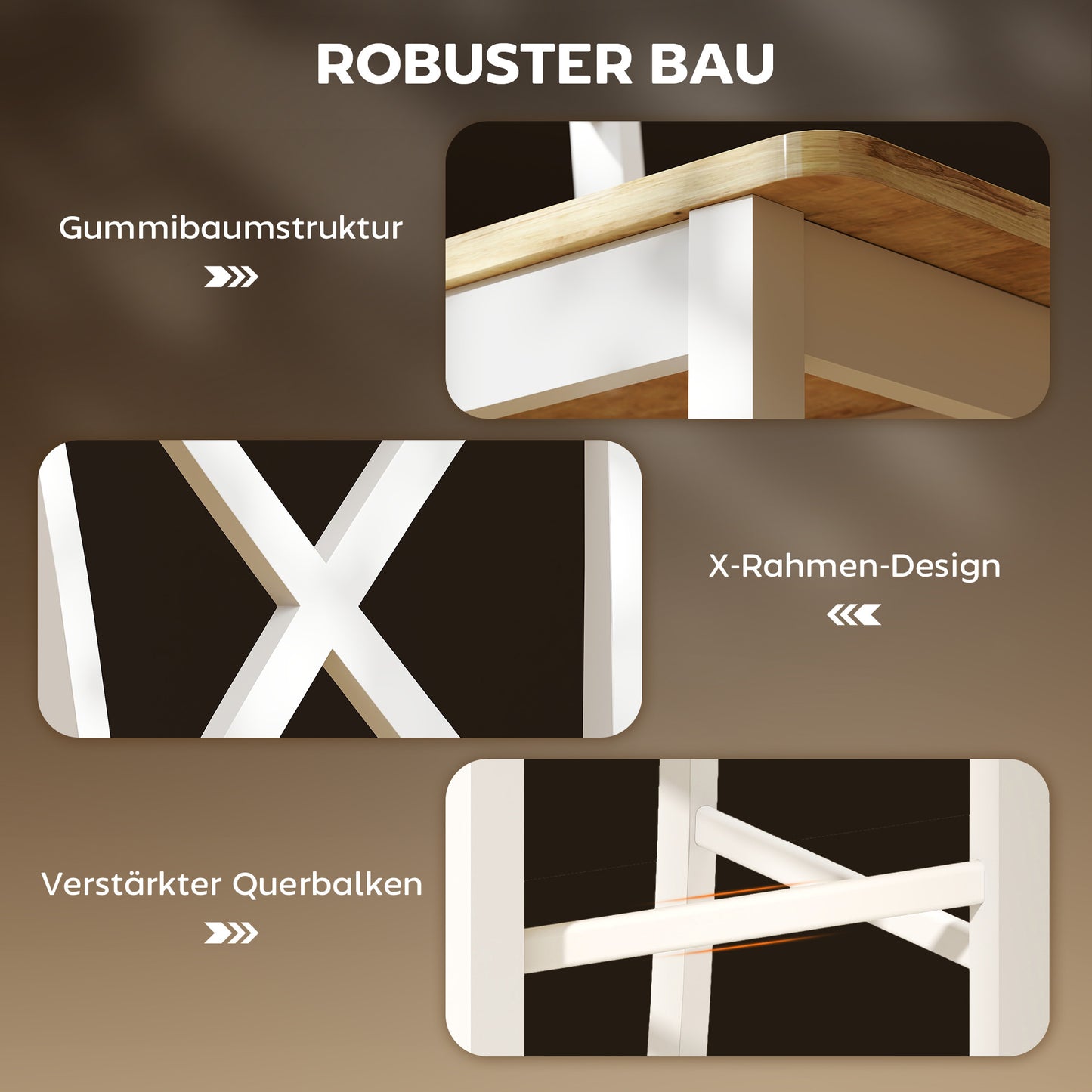 Barstoel – Barkruk – Keukenkruk – Barstoel met Rugleuning – Set van 2 – Rubberwood – Natuurlijk Eiken en Wit – Ergonomisch Design – Zithoogte 60 cm