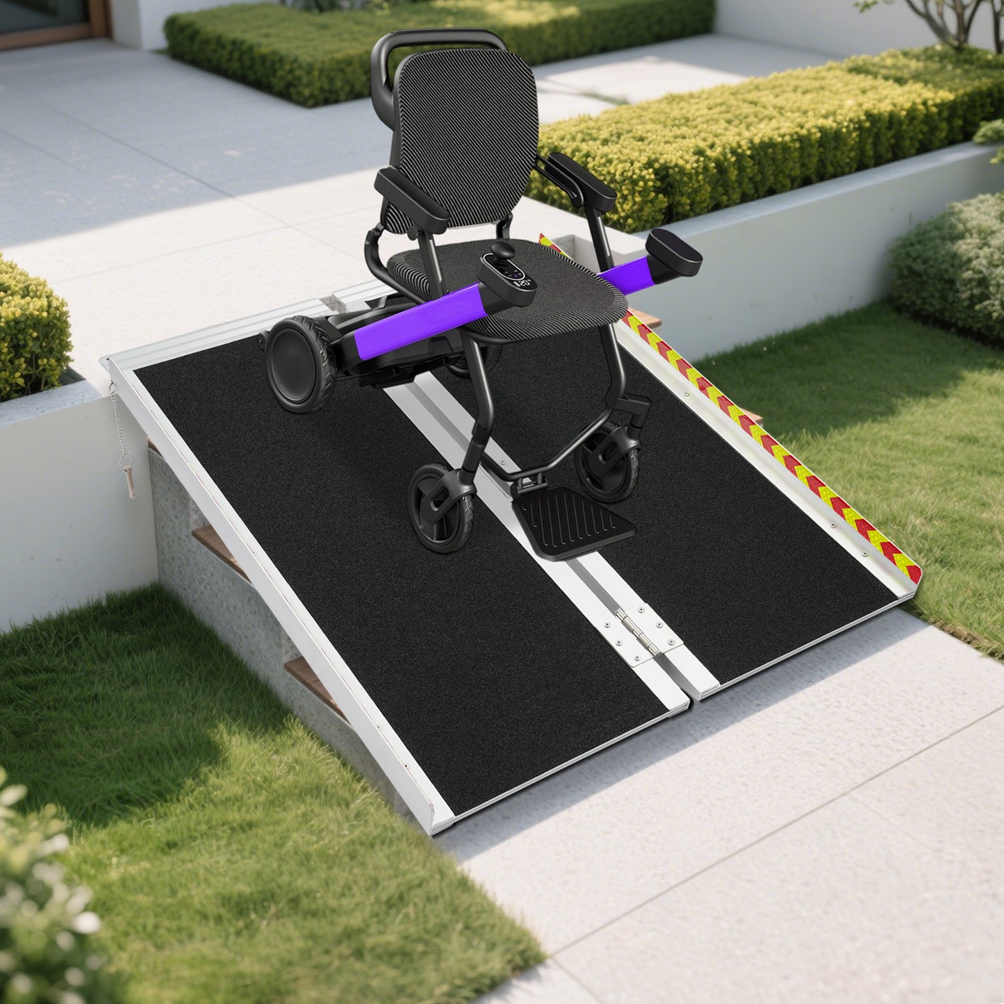 91.44cm Portable Ramp | Folding Handicap Ramp with Handle, Aluminum Alloy Material by NaMaSyo for Steps/Stairs/Scooter