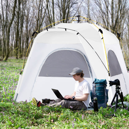 Pop-up Koepeltent – Koepeltent, Vouwtent, Buitentent, Campingtent – Lichtgrijs – Voor 4 Personen – Waterdicht en UV 50+ Bescherming
