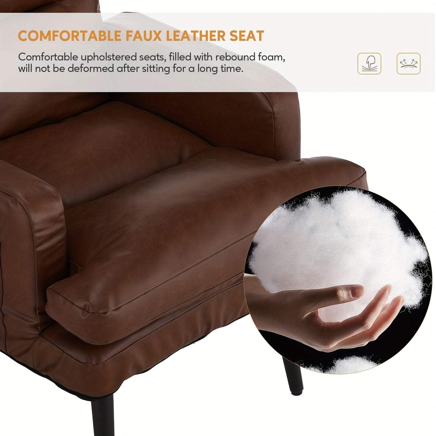 Relaxfauteuil – Relaxstoel – Fauteuil – Lounge Stoel – Lichtbruin – 6-standen Verstelbare Rugleuning – PU Leer Met Voetensteun