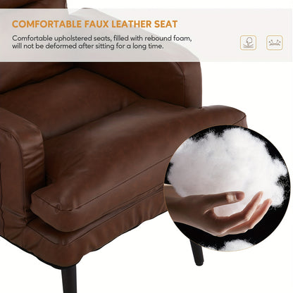 Relaxfauteuil – Loungestoel – Relaxstoel – Zetel – Fauteuil – Donkerbruin – 6-standen Verstelbare Rugleuning – PU-Leder Met Voetenbank