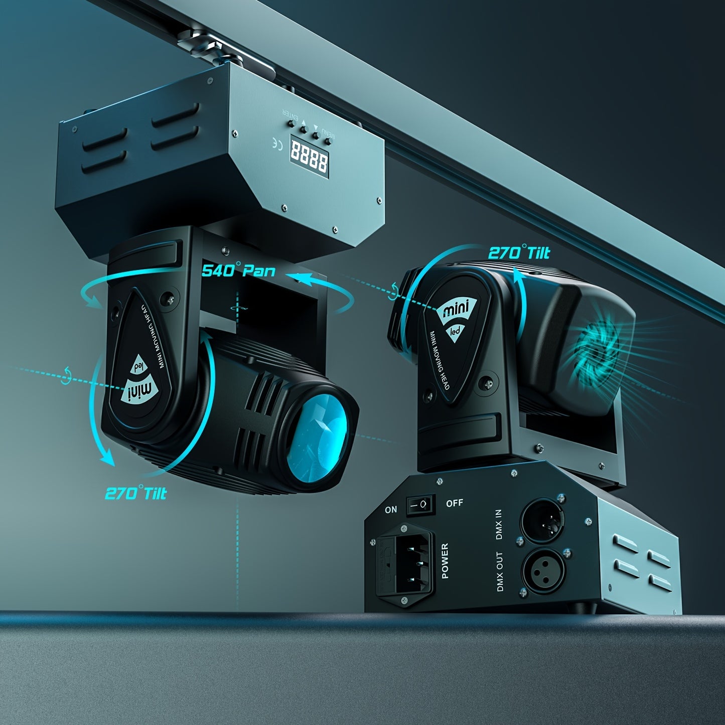Moving Head Verlichting – LED Moving Head – Podiumverlichting – DJ Verlichting – Discolamp – 2x 100W RGBW LED – DMX Stelbaar – Gobo Effecten