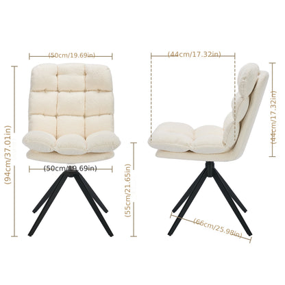 Eetkamerstoelen – Stoelen – Dining Stoelen – Draaistoelen – Witte Stoelen – Set van 6 – Met Afneembare Wasbare Kussens – Met Metalen Draaibaar Frame