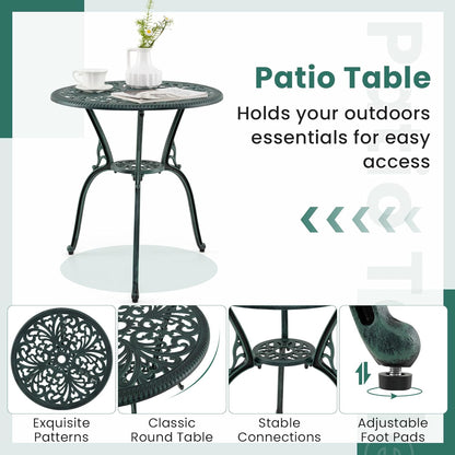 3-delige Bistro Set – Tuinset – Balkonset – Buitenmeubel – Terras Meubilair – Gegoten Aluminium – Weerbestendig Met Parasolgat