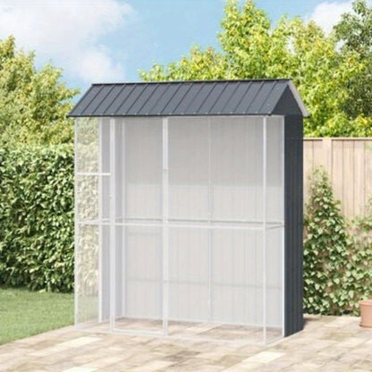 Buitenvolière – Vogelkooi – Vogelkooi Buiten – Vogelkooi Groot – Buitenren – Antraciet – Gegalvaniseerd Staal – Ruim 215x110x247 cm – Weerbestendig & Predatorbestendig