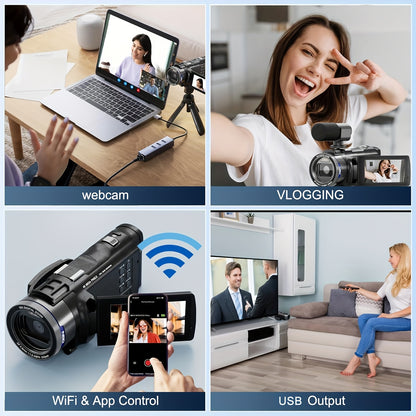 Vlogcamera – Videocamera – Compactcamera – Camcorder – Fotocamera – 4K Ultra HD Video – 48 Megapixels – Wi-Fi & App-bediening – 16x Zoom – 270° Kantelbaar IPS Scherm – Externe Microfoonaansluiting – 3x Langere Batterijduur