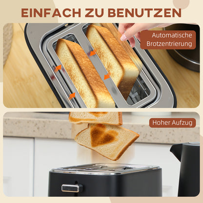 Waterkoker – Waterkoker Set – Broodrooster – Elektrische Waterkoker – Ontbijtset – 1,7 Liter Inhoud – 6 Bruiningsniveaus