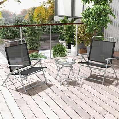 3-Delige Balkonset – Opvouwbare Tuinset – Bistroset – Balkonmeubilair – Terrasmeubilair – Extra Breed Zitvlak 57 cm – Duurzaam Metalen Frame