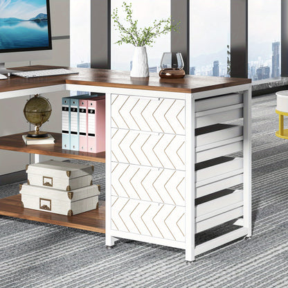 Hoekbureau – Bureau – Computertafel – Werkplek – Schrijftafel – L-vormig en omkeerbaar ontwerp – Stevig MDF met walnoot & wit