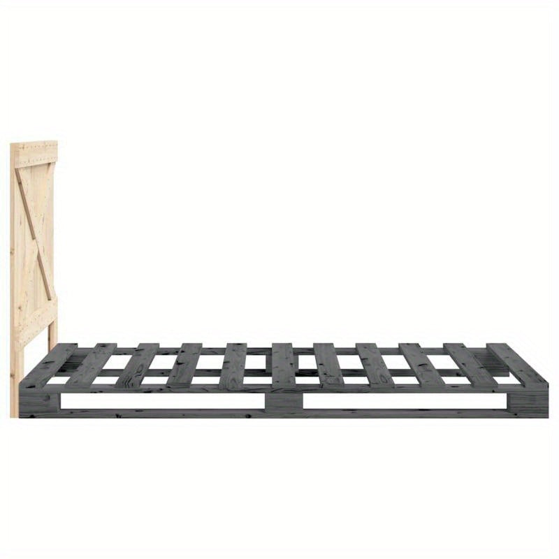 Grigio 90x200cm Wooden Bed Frame with Headboard - Solid Pine, Removable & Durable, Contemporary Style, No Assembly Required, Fits Standard Beds, Bedroom Furniture, Modern Bedroom Decor, Natural Wood Finish