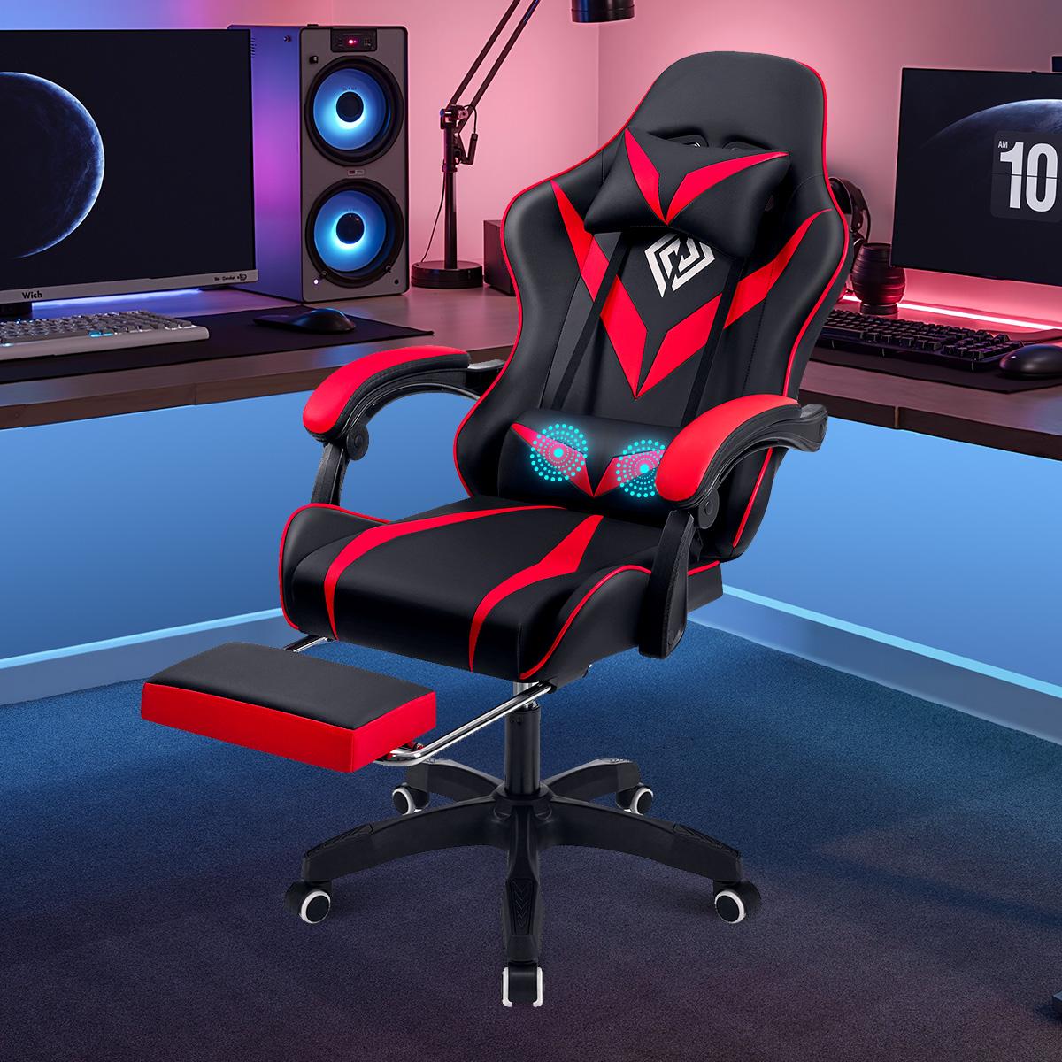 Gamingstoel – Bureaustoel – Gamechair – Zitzak – Relaxstoel – Met Massagefunctie en Voetensteun – Ergonomisch Ontwerp – Verstelbare Rugleuning 135°