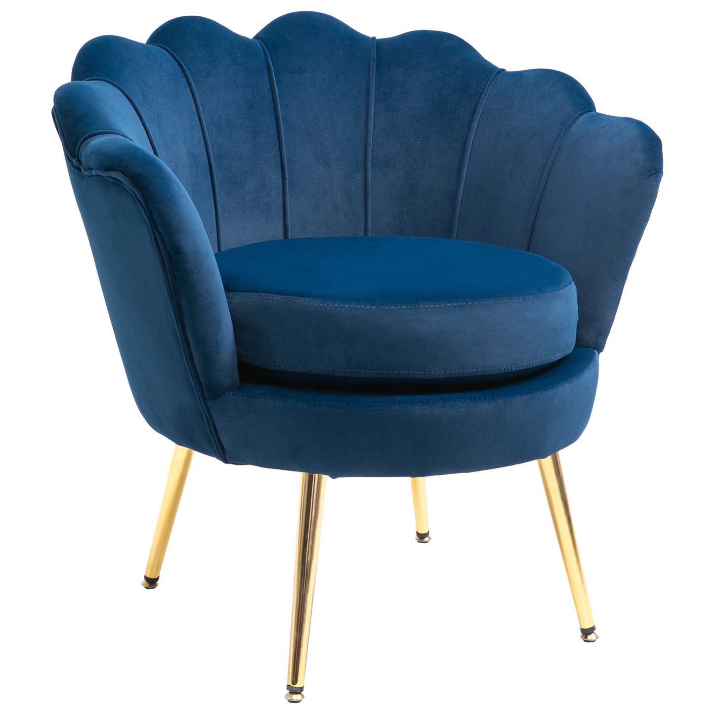 Fauteuil – Armstoel – Lounge Stoel – Relaxfauteuil – Clubstoel – Velvet Bekleding – Gouden Metalen Poten – 76x67x74 cm – Blauw