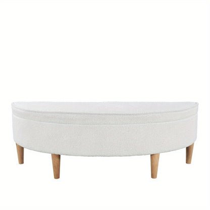 Opbergbank – Zitbank – Opbergkist – Bankje – Halbank – Witte Fleece Bekleding – Massief Dennenhouten Poten