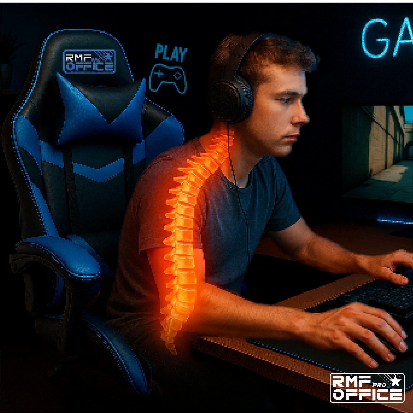 Gamestoel – Gaming Stoel – Gamestoel Bureaustoel – Gaming Chair – Ergonomisch Design – Verstelbare Hoogte en Inklapbare Voetsteun – Zwart