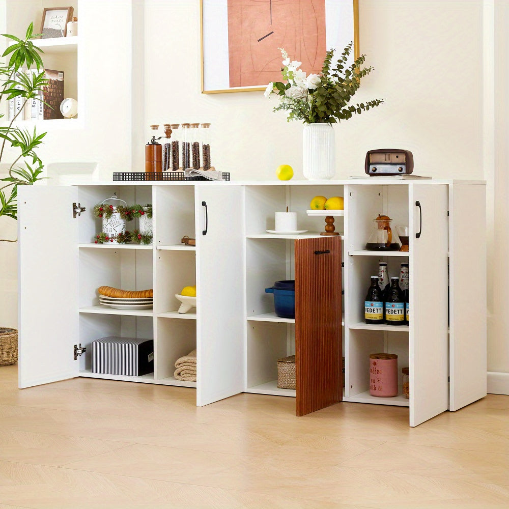 Opbergkast – Kast – Buffetkast – Woonkamermeubel – Servieskast – Wit – 160x40x80 cm – Verstelbare Planken