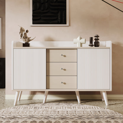 Dressoir – Sidetable – Opbergkast – Wandmeubel – Ladekast – Modern Design – Houtnerf Finish – 117,5 cm Breed – Drie Lades Met Verstelbare Planken