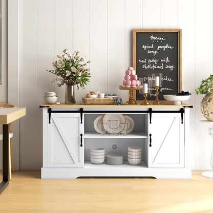 Dressoir – Buffet – Opbergkast – Tv-meubel – Woonkamerkast – Wit Eikenhout – 150x40x72 cm – Schuifdeuren Met Verstelbare Legplanken