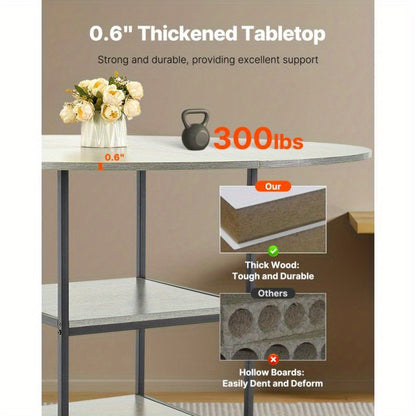 Ronde Eettafel – Houten Tafel – Compacte Eettafel – Keukentafel – Ronde Tafel – Diameter 119 cm – MDF Met Houten Look