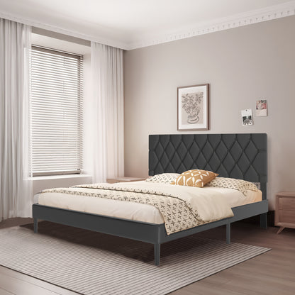 Gestoffeerd Bed – Bedframe – Slaapbank – Boxspring – Ledikant – Zachte Stof Bekleding – Max. Draagkracht 300 Kg – Zwart – 160x200 cm