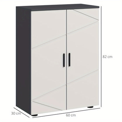Badkamerkast – Zijkast – Opbergkast – Kolomkast – Kast – Dubbele Deuren – Verstelbare Planken – 60 x 30 x 82 cm – Grijs – Onderhoudsvriendelijk Zonder Elektriciteit