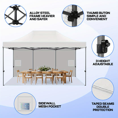 3x4.5m Heavy Duty Instant Pop Up Canopy Tent with 4 Side Walls - 3 Adjustable Heights, 6-Person Capacity, Easy Setup Outdoor Shelter for Parties, Weddings, Events - Mixed Colors, Tents for Outside Party, Event Canopy, Sturdy