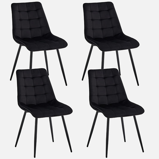 Eetkamerstoel – Stoel – Kuipstoel – Keukenstoel – Fauteuil – Modern Design – Metalen Frame – Velvet Bekleding – 16-Vaks Rooster Rugleuning – Set van 4 – Zonder Armleuningen – Geschikt voor Harde Vloeren