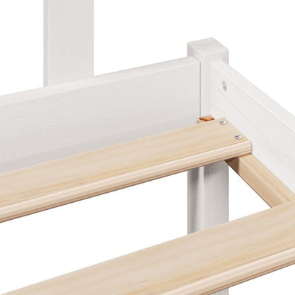 Solide Houten Bedframe – Eenpersoonsbed – Slaapbank – Bedombouw – Bedframe 90x200 cm – Wit – Verwijderbaar Hoofdeind & Voetbord – Geen Matras Nodig – Eenvoudig Te Monteren
