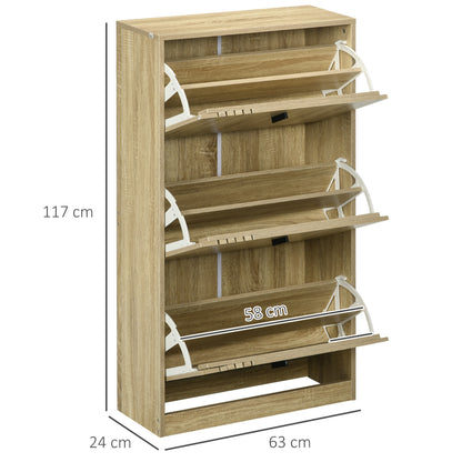 Schoenenkast – Schoenenrek – Schoenenopberger – Schoenenbank – Schoenenkast – 63x24x117 cm – 18 Paar Schoenen – Spaanplaat Met Melamine Coating – Ventilatieopeningen