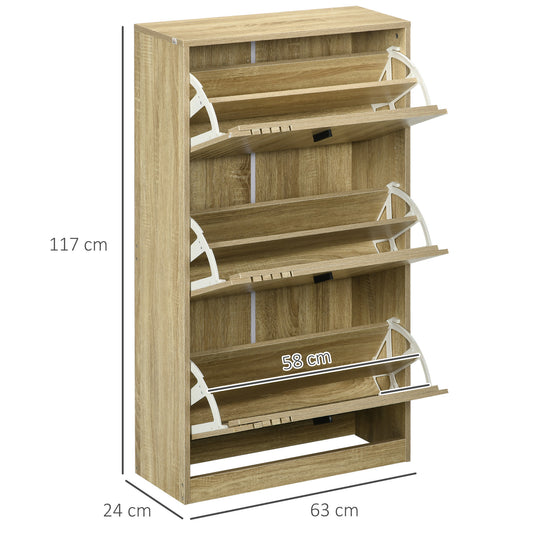 Schoenenkast – Schoenenrek – Schoenenopberger – Schoenenbank – Schoenenkast – 63x24x117 cm – 18 Paar Schoenen – Spaanplaat Met Melamine Coating – Ventilatieopeningen