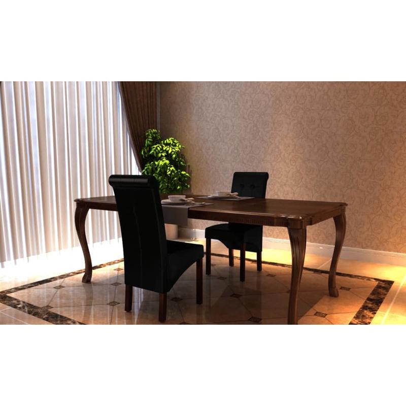 Modern Dining Chair, Lounge Chair, Dining Table Chair, Stylish Design Chair, Soft Fabric, Sturdy Frame, Comfortable Seat, Suitable for Dining Room, Living Room, Bedroom, Office – Set of 2, Black Faux Leather