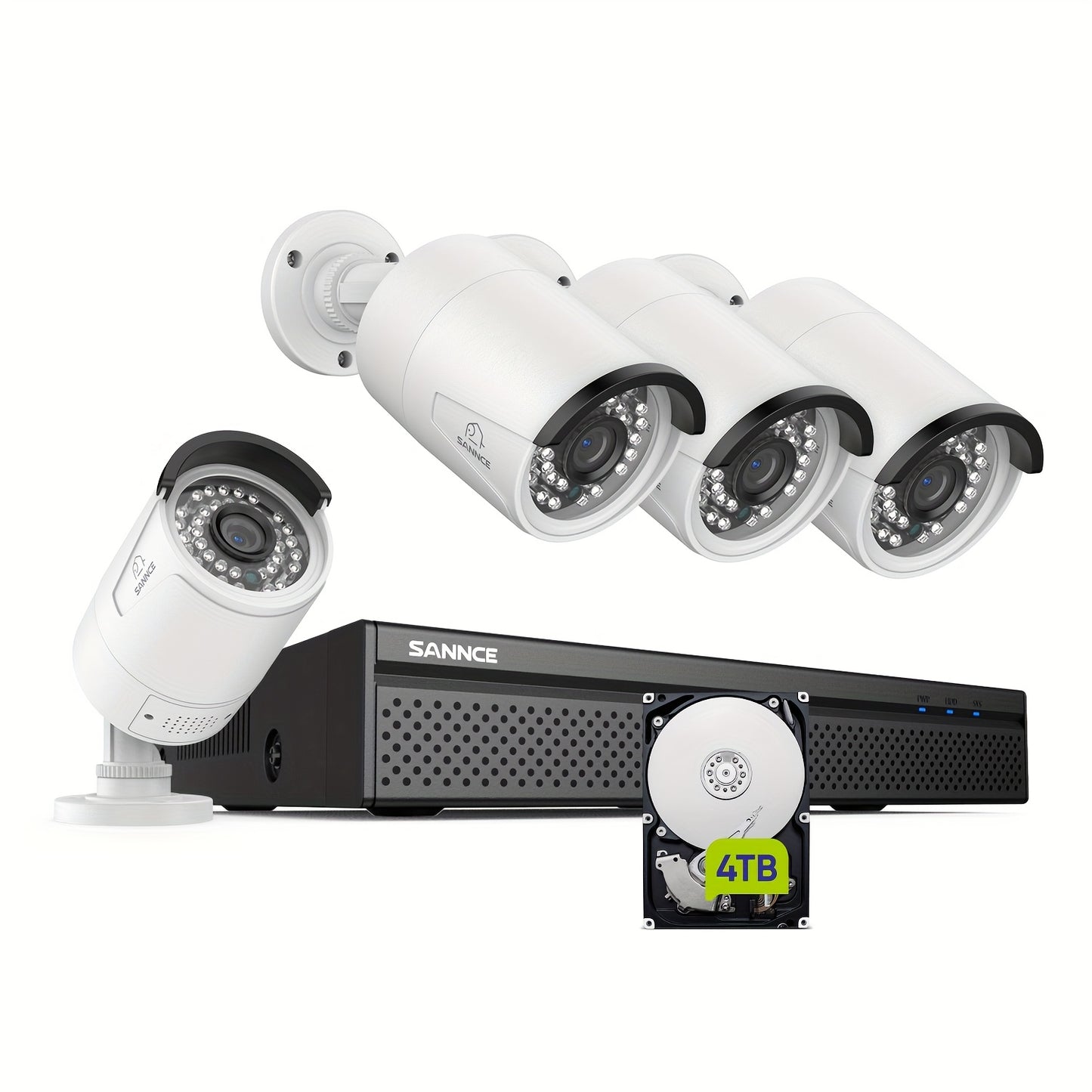 beveiligingscamera set – bewakingscamera set – camerabewaking – surveillance systeem – 5MP HD camera’s met geluid – 4TB opslag met 8-kanaals recorder