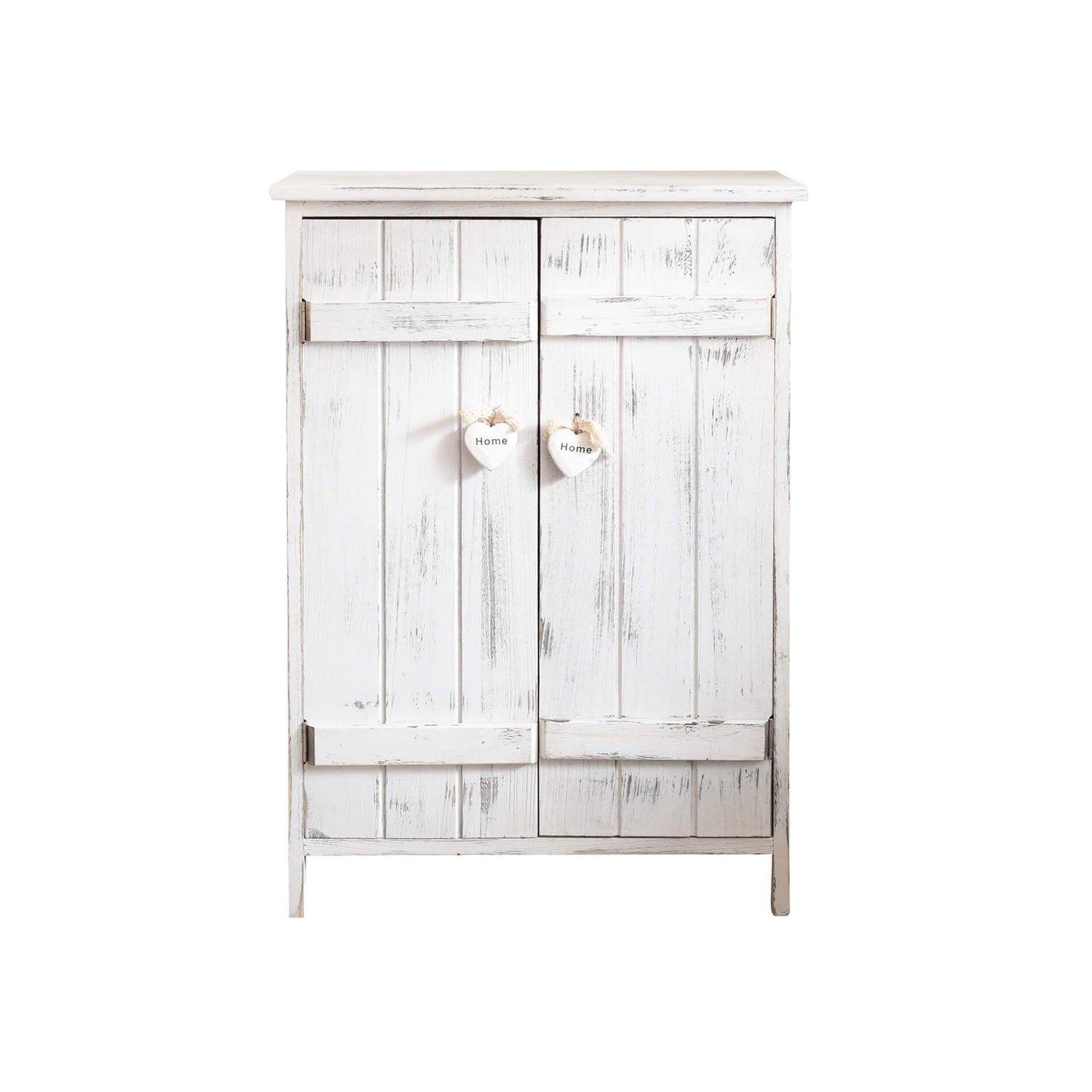 Nachtkastje – Opbergkastje – Kastje – Bijzettafel – Dressoir – Shabby Chic Wit – 2 Deuren – 3 Legplanken – 70x51x30 cm – Lichtgewicht Paulownia Hout