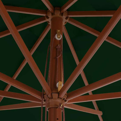 Parasol – Tuinparasol – Balkonparasol – Terrasparasol – Stokparasol – 350x240 cm – 100% Acryl Zonwering – Houten Paal & Stabiel IJzeren Frame – Groen Rechthoekig