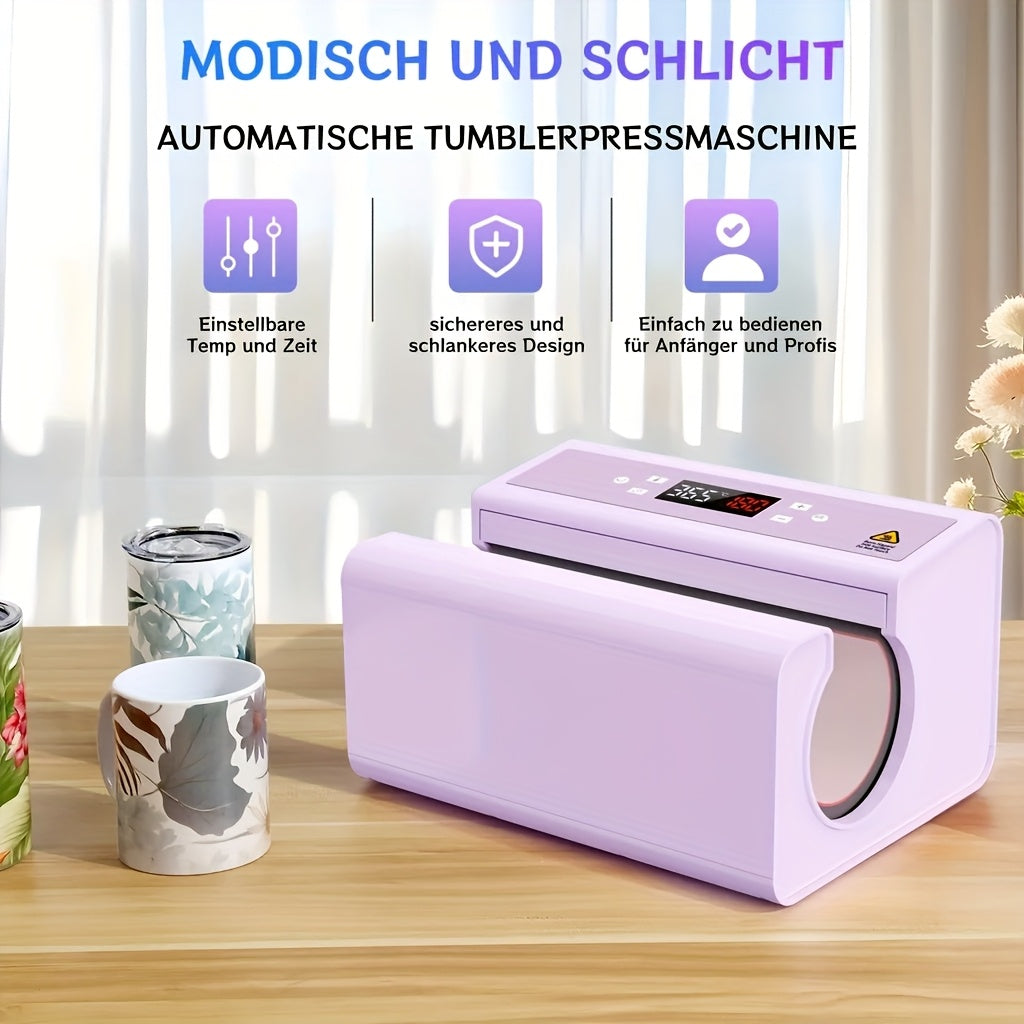 Automatische Beker Heat Press – Sublimatie Machine – Mok Drukpers – Tumbler Pers – Hitte Transfer Machine – 550W Snel Opwarmend – Voor 7,5-8,5 cm Bekers – Inclusief Sublimatievellen & Tape – Draagbaar & Gebruiksvriendelijk – Roze