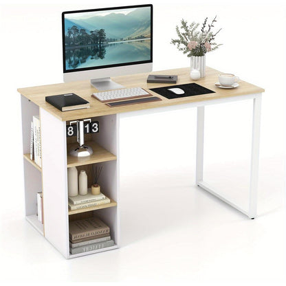 Computertafel – Bureau – Werktafel – Thuiskantoor Tafel – Studie Bureau – Natuurlijk Hout – 115 x 59,5 cm – Verstelbare Poten