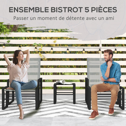 Loungeset – Tuinmeubilair – Buitenmeubels – Balkonset – Terrasstoel – Compact en Weerbestendig – Comfortabel Grijs Mesh