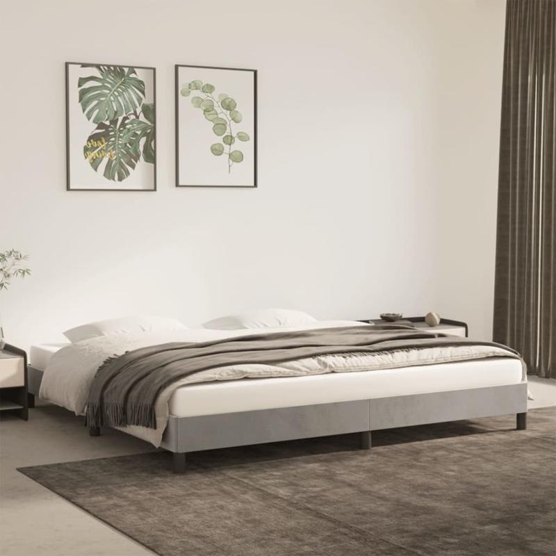 Modern Minimalist Bed Frame - Light Grey/Neutral Beige, Easy Assembly, Sturdy Wooden Platform Bed, No Box Spring Needed, Space-Saving Design for Small Rooms, Apartments, Guest Rooms - Mattress Not Included, Apartment Furnitur