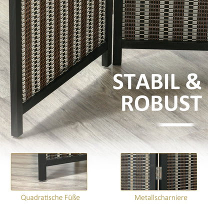 Kamerverdeler – Ruimteverdeler – Scheidingswand – Scherm – Opvouwbaar – Bruin – Duurzaam Dennenhout & Bamboe – 180 x 180 cm – Eenvoudig Opbergen