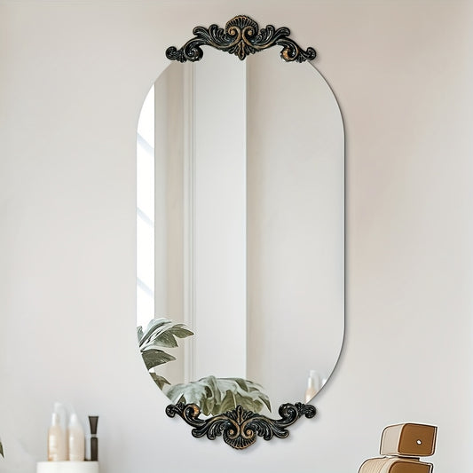 Barok Spiegel – Ovale Muurspiegel – Vintage Spiegel – Klassieke Spiegel – Make-up Spiegel – Groot Formaat 80x50 cm – Handgesneden Houten Lijst