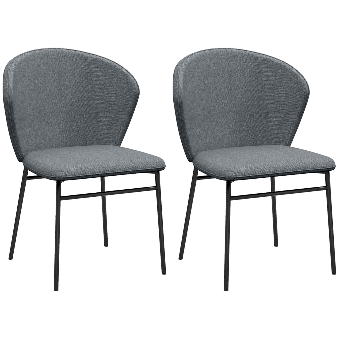 Eetkamerstoel – Stoel – Kuipstoel – Bureaustoel – Keukenstoel – Grijs – Polyester Linnenlook – Stalen Poot Met Antislip