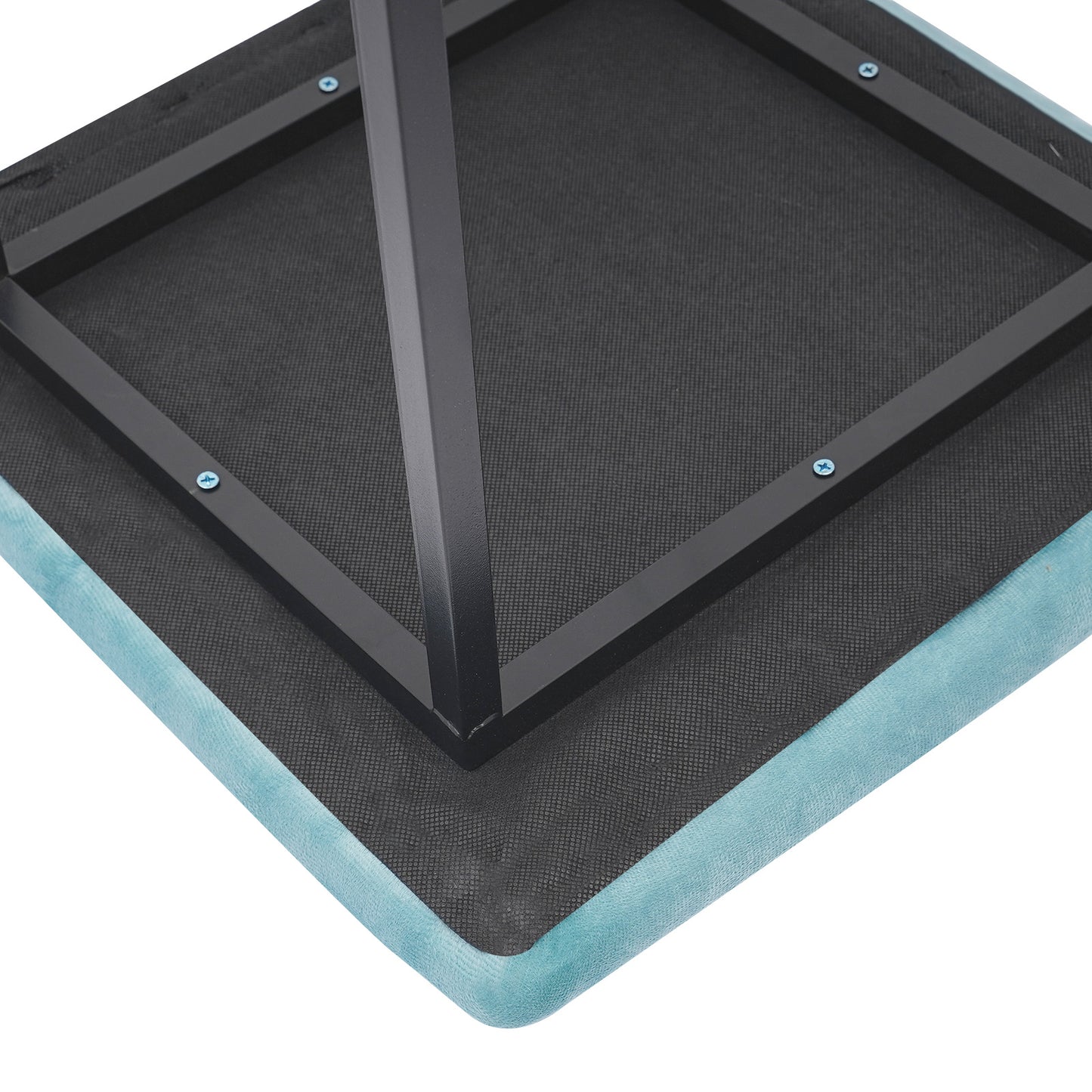 Poef – Zitpoef – Hocker – Voetenbank – Opbergpoef – Blauw – Multifunctioneel En Stapelbaar – Memory Foam Met Stalen Frame – 46x48 cm