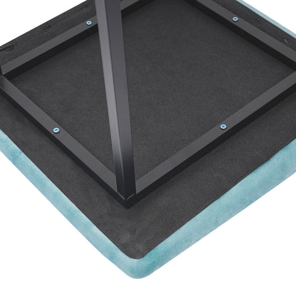 Poef – Zitpoef – Hocker – Voetenbank – Opbergpoef – Blauw – Multifunctioneel En Stapelbaar – Memory Foam Met Stalen Frame – 46x48 cm