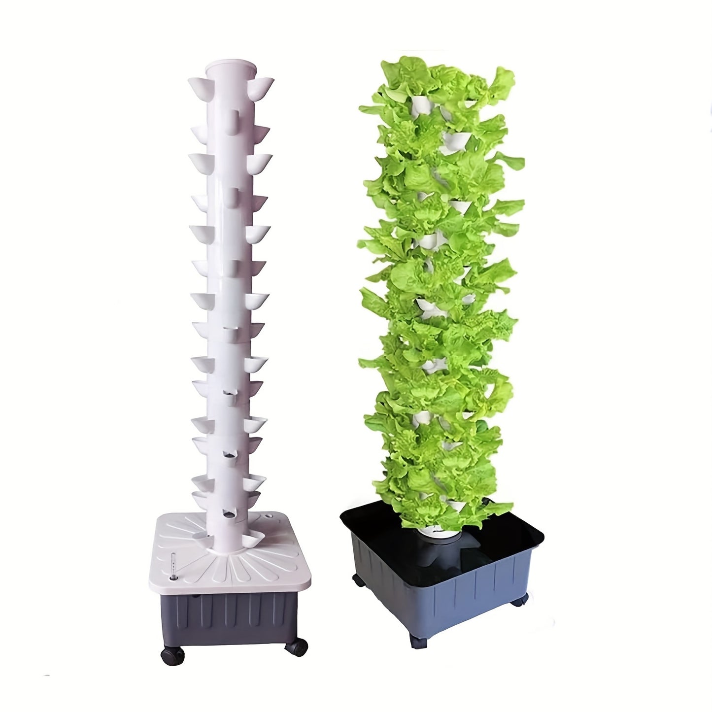 Vertical Hydroponic Grow Tower Aeroponic Tower for Herbs, Fruits And Vegetables 15 Layer 45 Plants Sites with Movable Water Tank Pump Timer Adapter, Hydroponics Growing Tower System Kit, Indoor